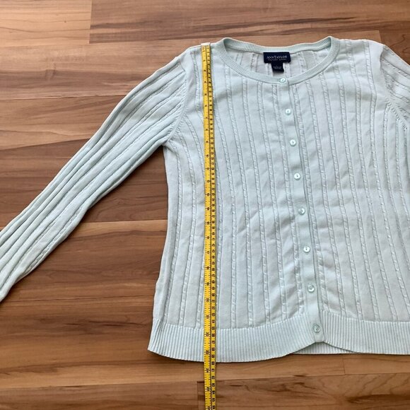 Ann Taylor Button Cardigan Sweater Large Light Mint Green - Picture 4 of 8